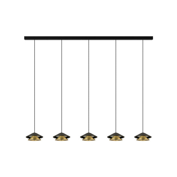 Suspension ZAMBELIS 5x9W DESIGN Noir Sable et Or Brosse 25452