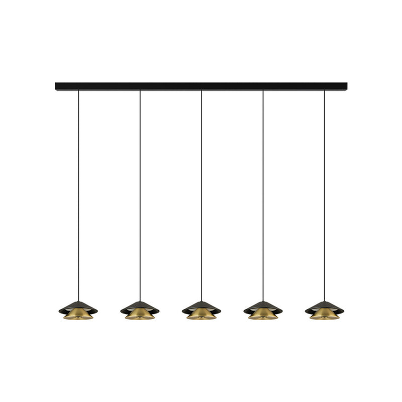 Suspension ZAMBELIS 5x9W DESIGN Noir Sable et Or Brosse 25452