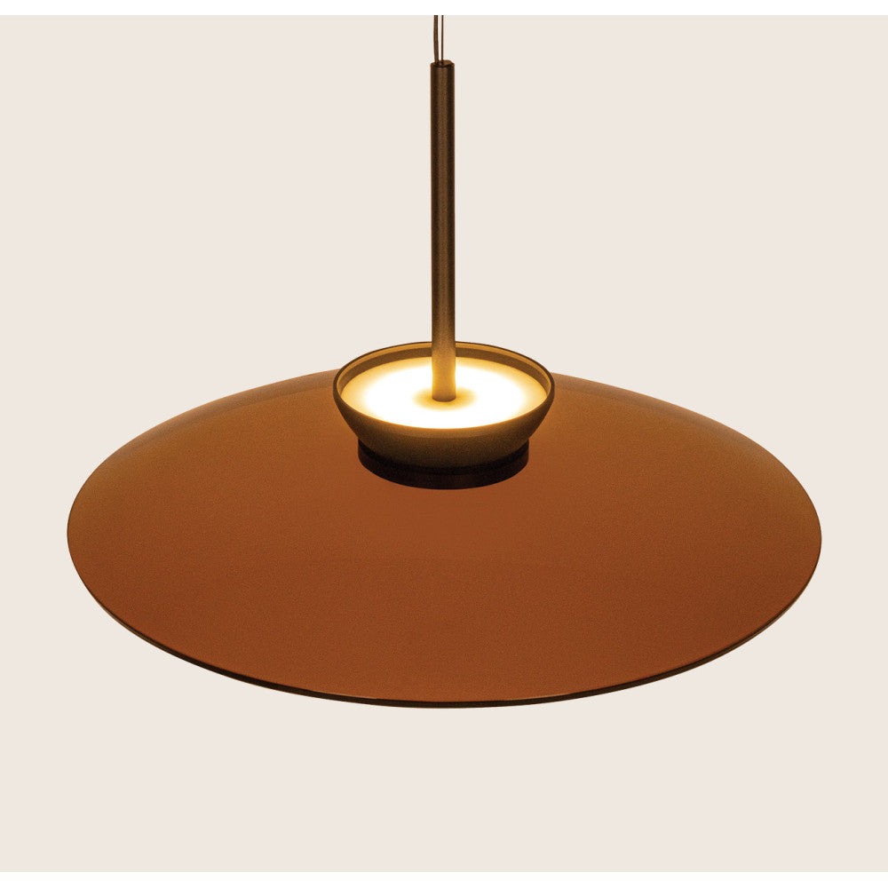 Suspension ZAMBELIS D500 31W Direct/Indirect CCT Dimmable DESIGN Verre Brun et Noir Mat 25274