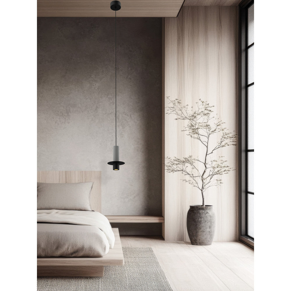 Suspension ZAMBELIS D110 6W DESIGN Noir et Beton 25378