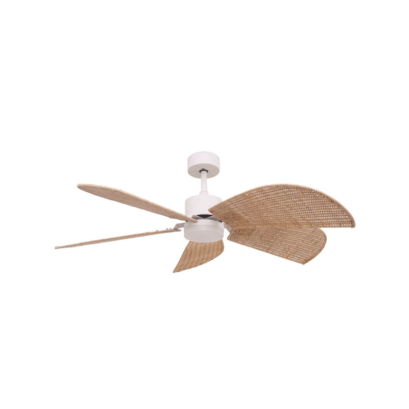 Ventilateur ZAMBELIS D1320 15W CCT avec Telecommande et Interrupteur DESIGN Blanc et Bambou 25328
