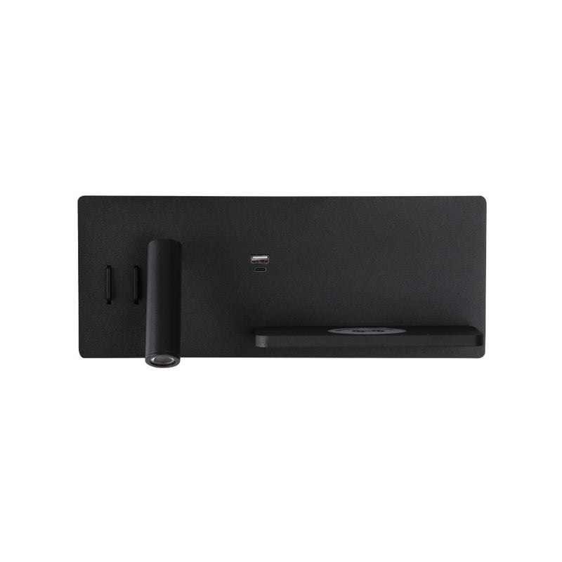 Applique Murale ZAMBELIS Gauche 3W+6W Direct/Indirect 3-en-1 DESIGN Noir Mat 25183