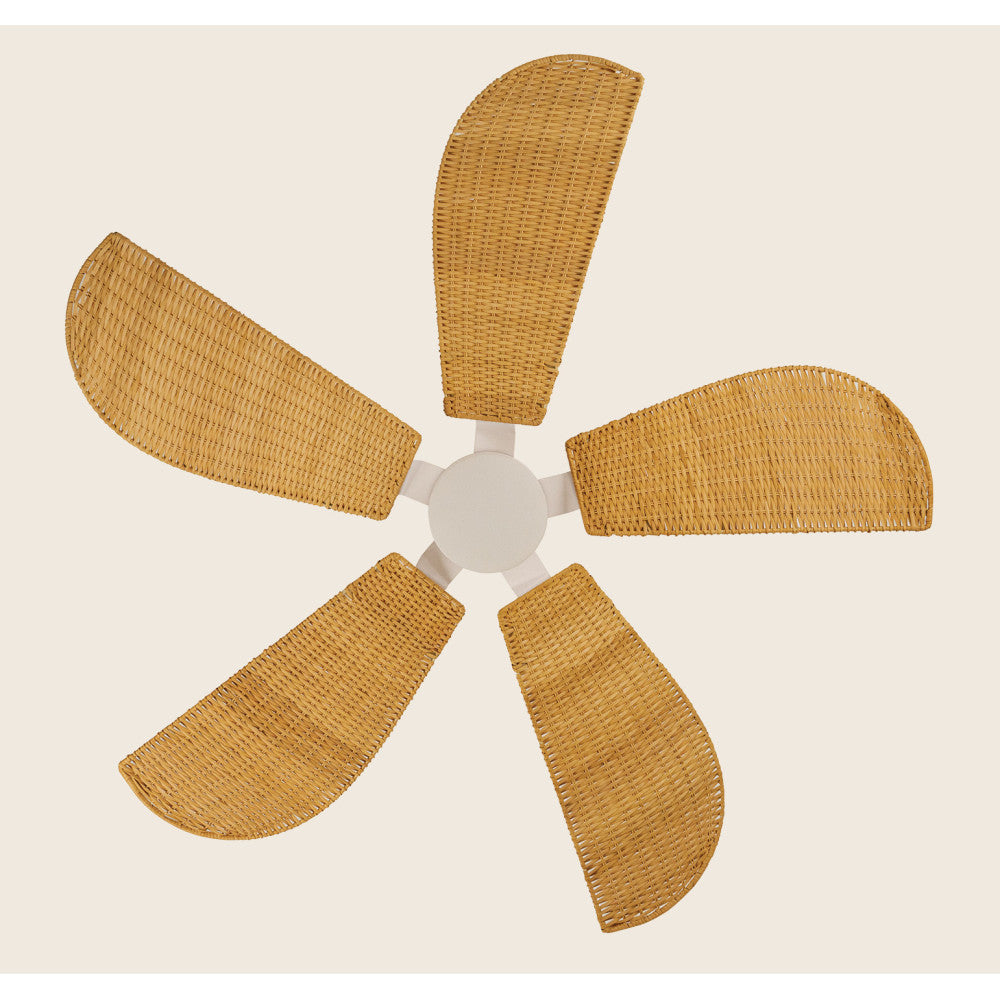 Ventilateur ZAMBELIS D1320 15W CCT avec Telecommande et Interrupteur DESIGN Blanc et Bambou 25328