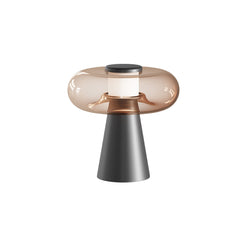 Lampe Sur Table ZAMBELIS Tactile D350 18W Dimmable DESIGN Verre Brun et Noir Sable 25276