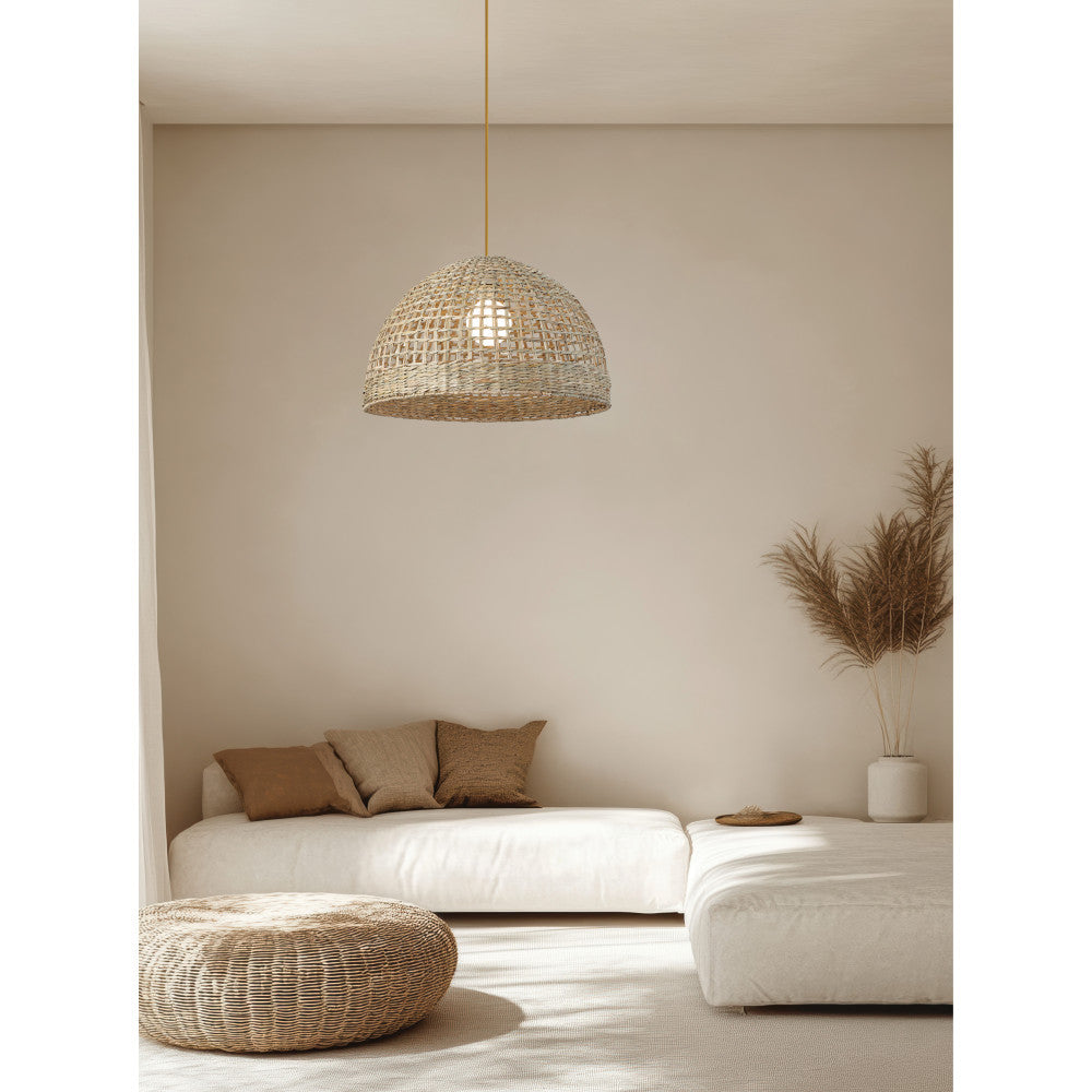 Suspension ZAMBELIS D500 E27 DESIGN Algue Beige Sans Source 25443