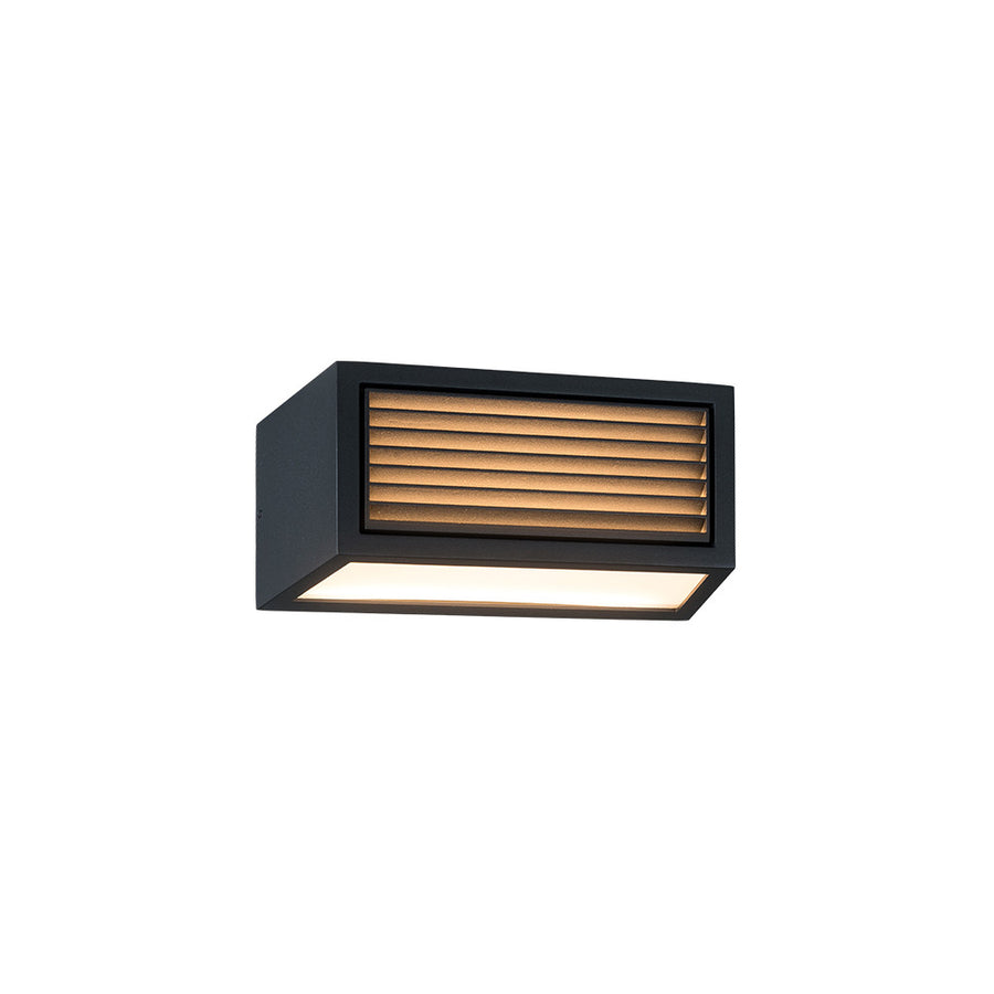 Produit seul sur fond blanc, applique rectangulaire graphite à lattes horizontales.
