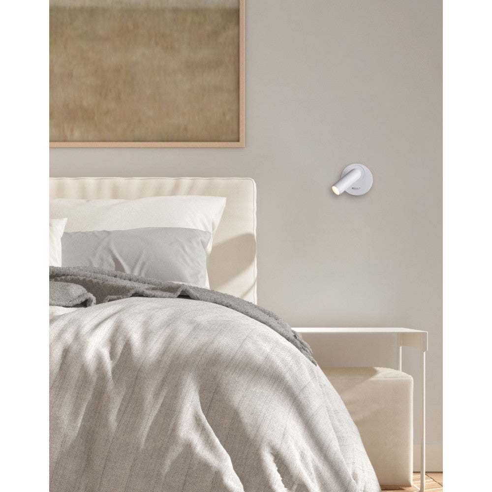 Applique Murale ZAMBELIS Lecture 3W Interrupteur DESIGN Blanc Sable 25284