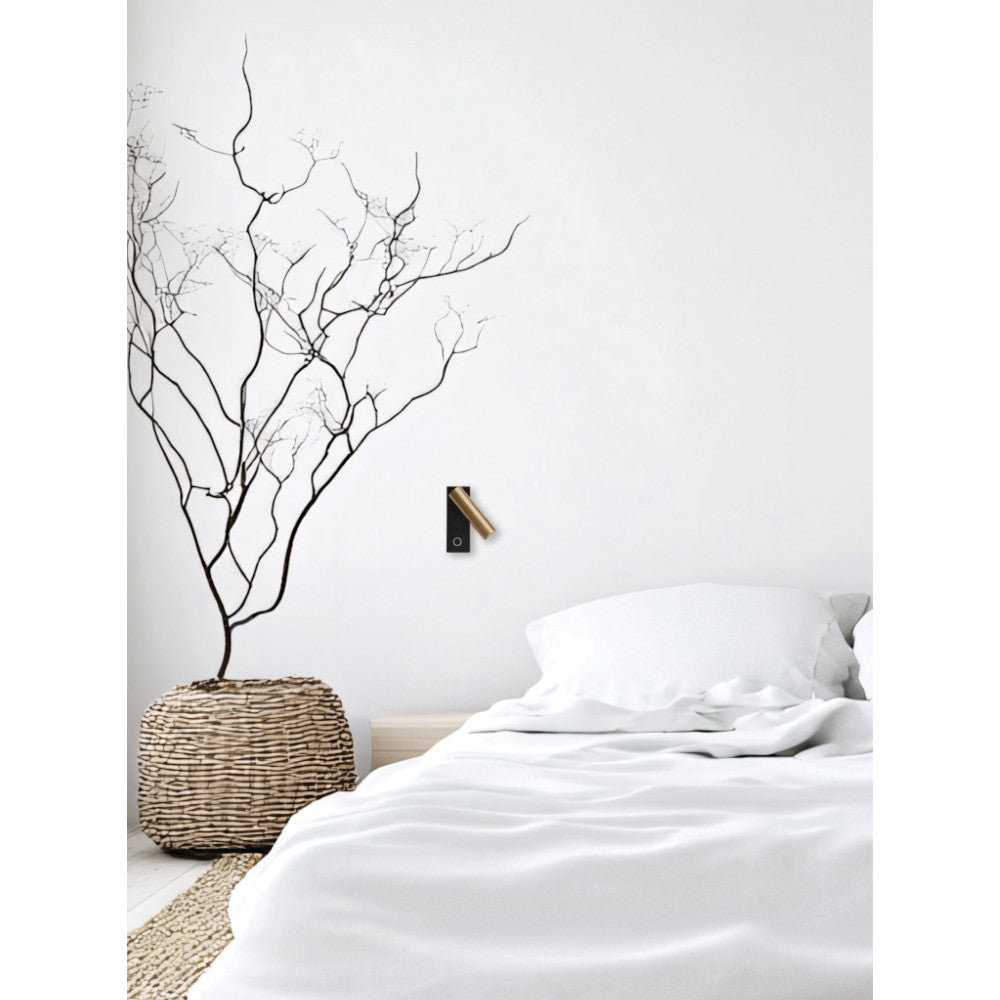 Applique Murale Orientable ZAMBELIS Lecture Tactile 3W avec Port USBDimmable DESIGN Or et Noir Sable 25282