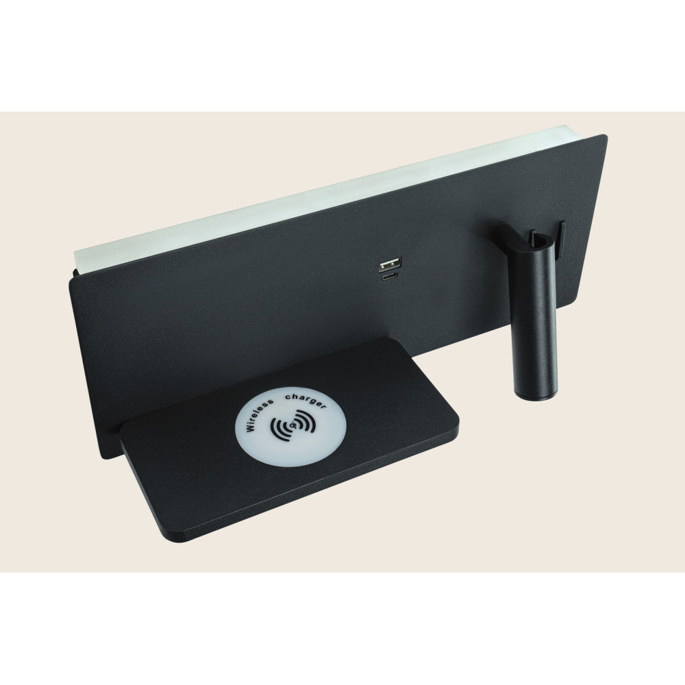 Applique Murale ZAMBELIS Droite 3W+6W Direct/Indirect 3-en-1 DESIGN Noir Mat 25184