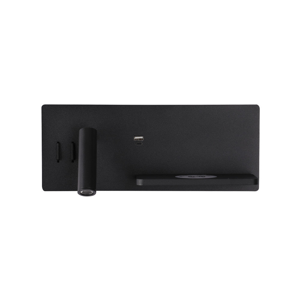 Applique Murale ZAMBELIS Droite 3W+6W Direct/Indirect 3-en-1 DESIGN Noir Mat 25184