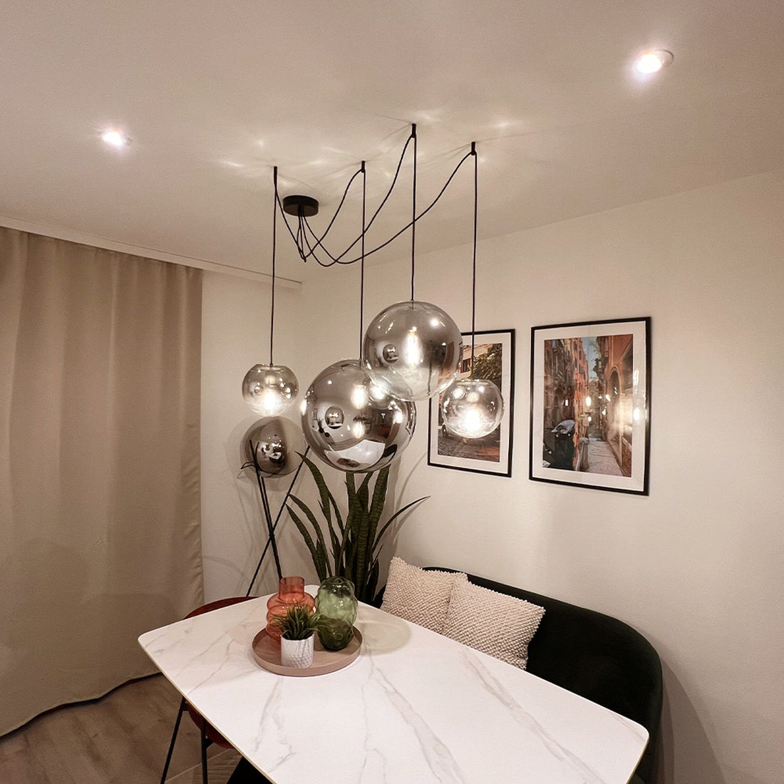 Suspension Orb globe en verre, câble 1,5 m, monture noire