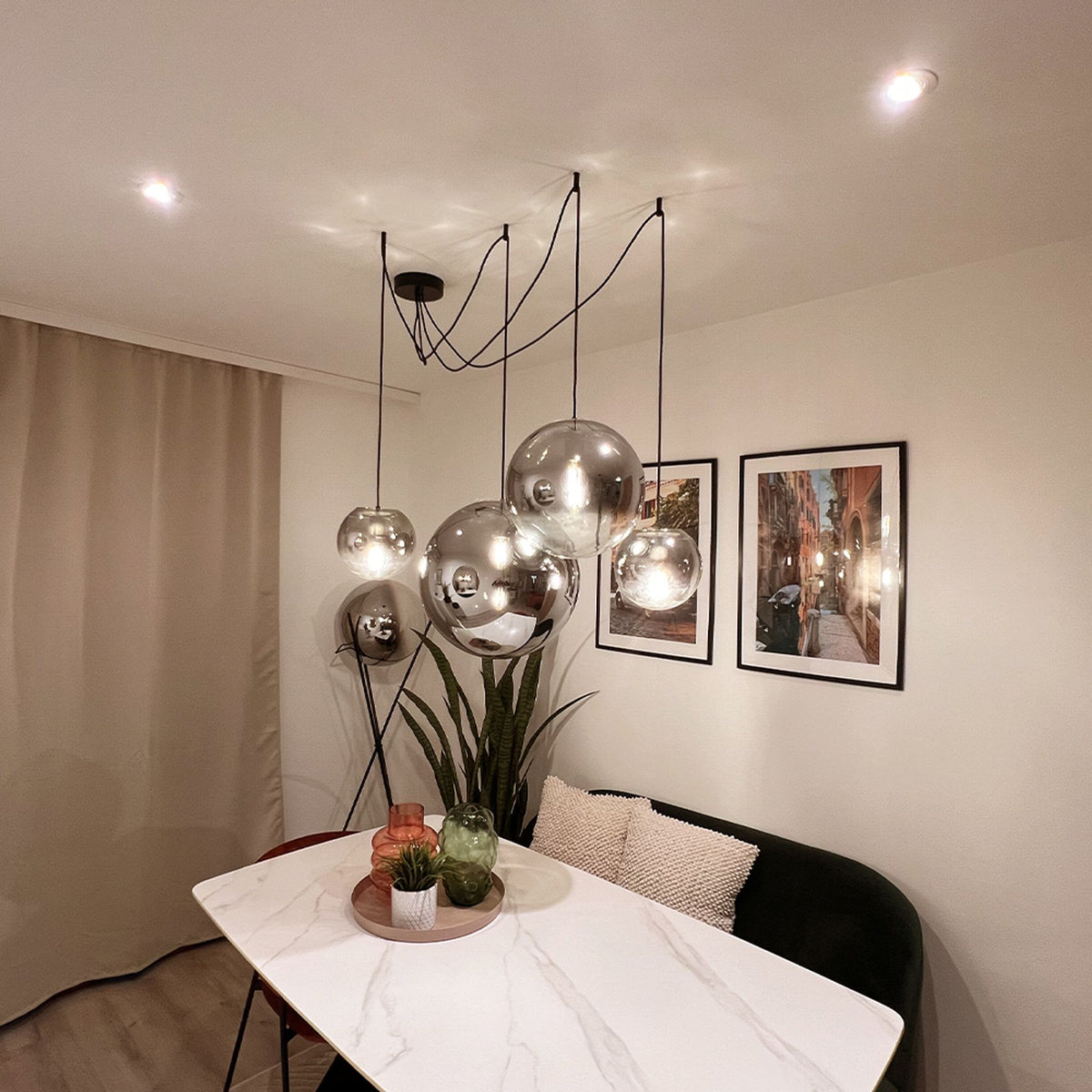 Suspension Orb globe en verre, câble 1,5 m, monture noire