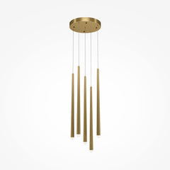 Gold pendant light cascade