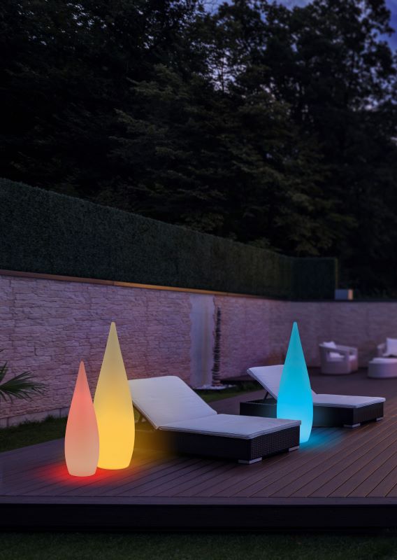 Lampe extérieure Palmas blanche, H 80 cm