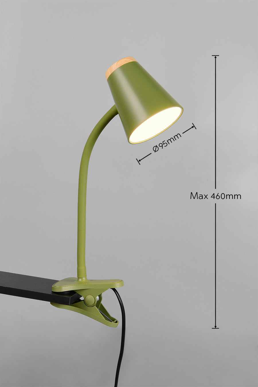 Schéma coté indiquant hauteur maximale 460 mm et diamètre 95 mm.