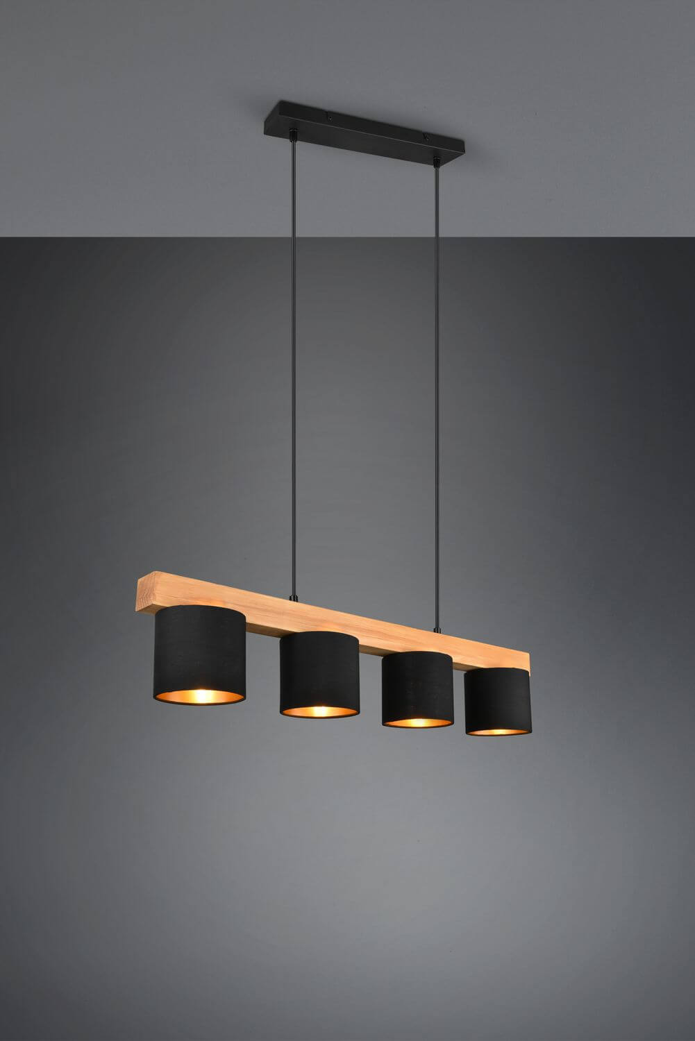 Suspension Cameron 4 lumières bois et noire