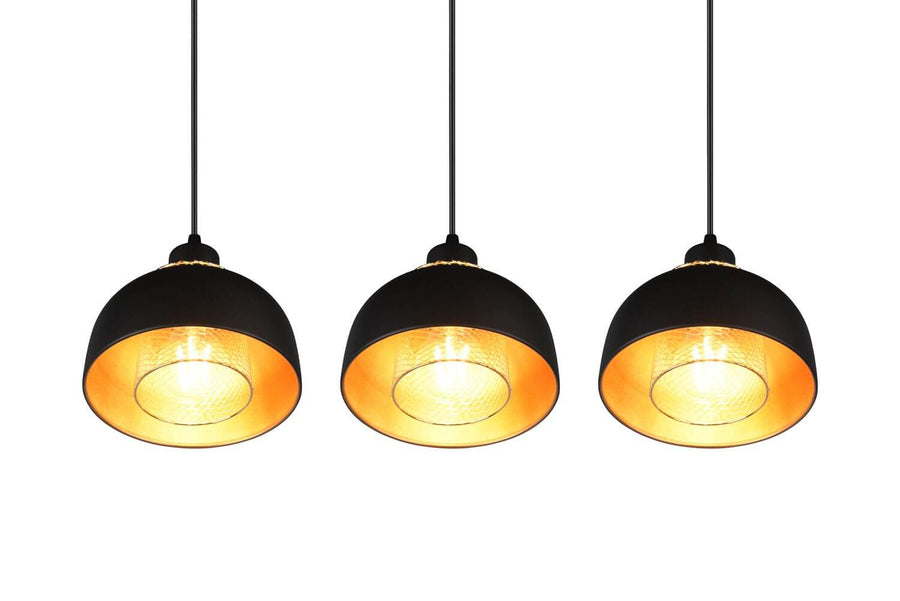 Suspension Punch 3 lumières noire mat