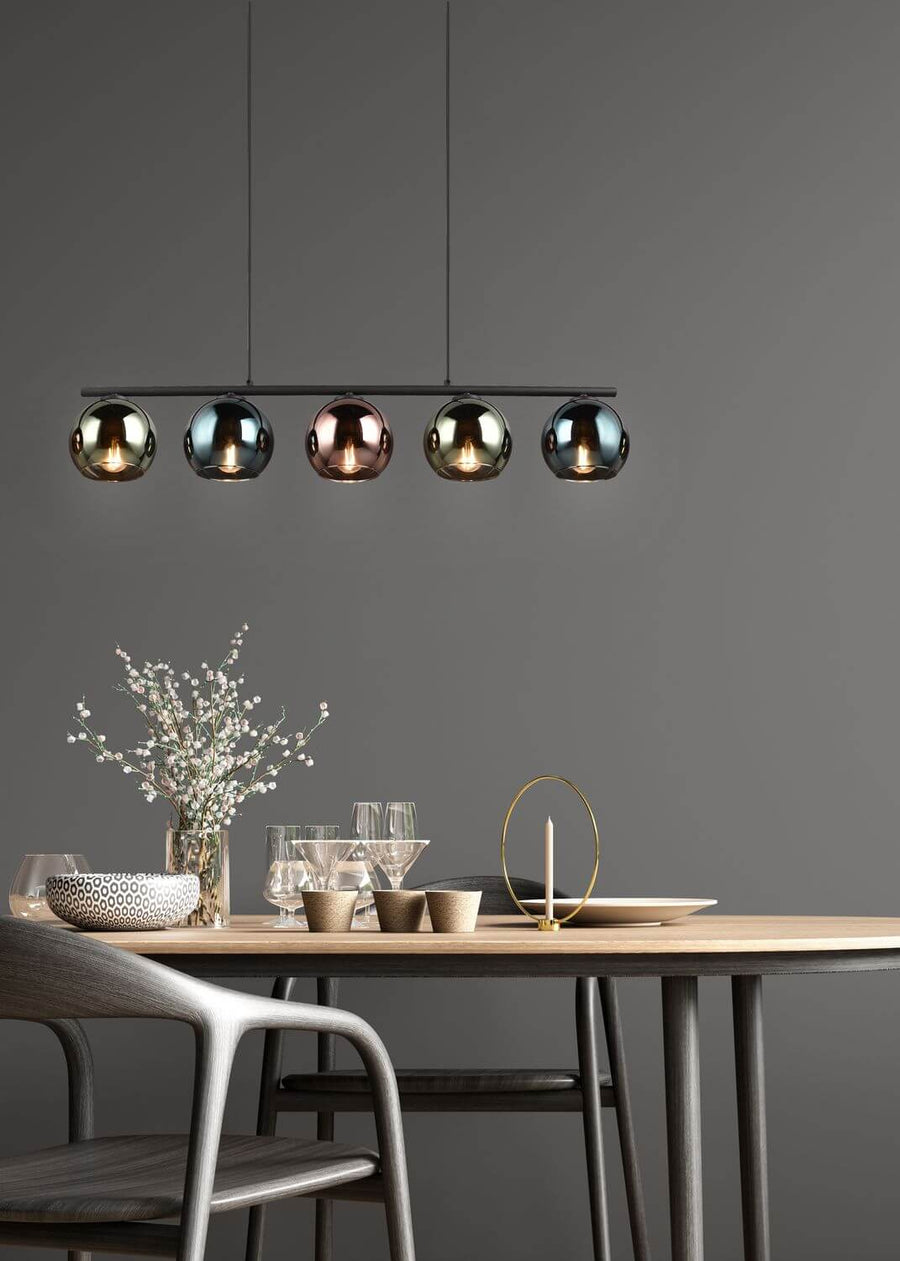 Suspension Sheldon 5 lumières multicolore