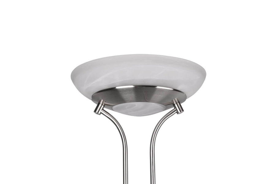 Détail du plateau diffuseur blanc, sans lumière, fixé sur deux tiges nickel.
