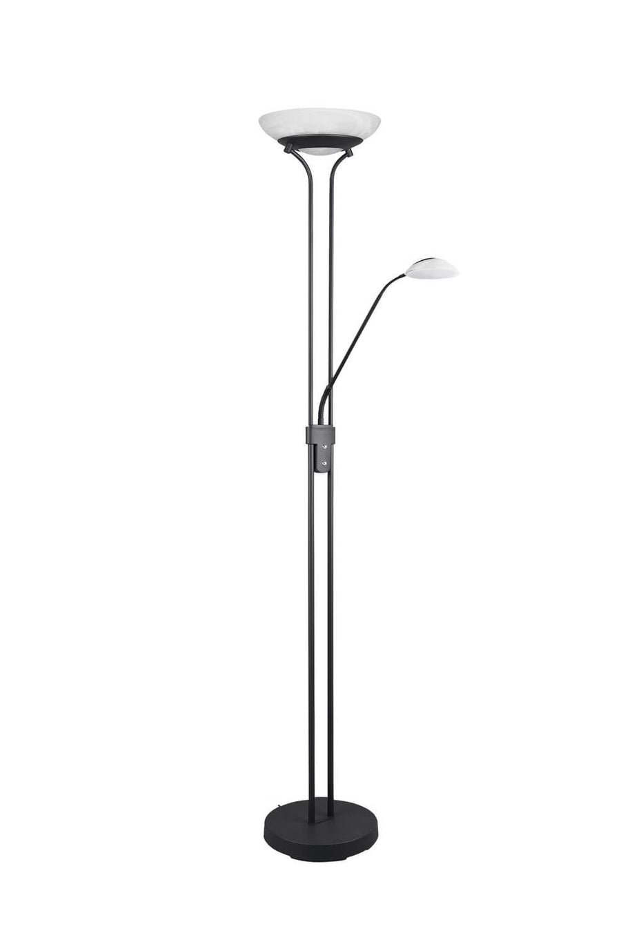 Autre angle du lampadaire sur fond blanc, avec pied rond et tiges verticales.
