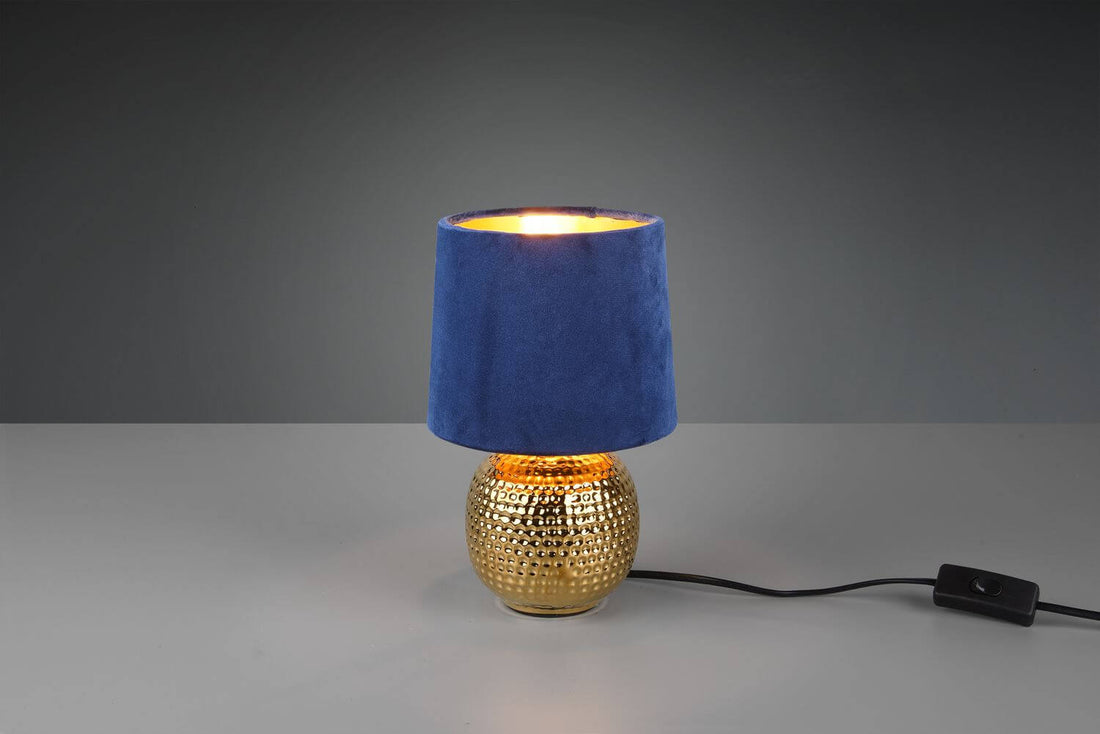 Lampe à poser Sophia dorée et bleu, céramique
