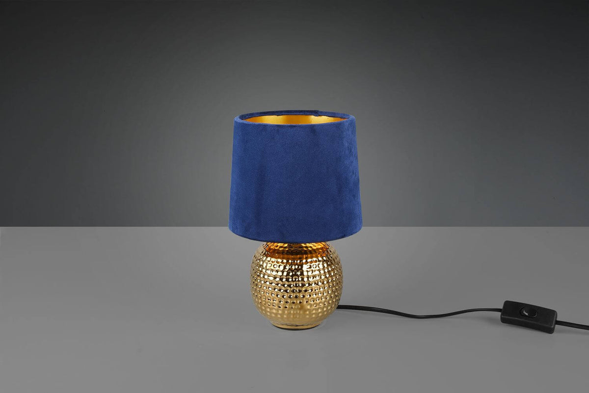 Lampe à poser Sophia dorée et bleu, céramique