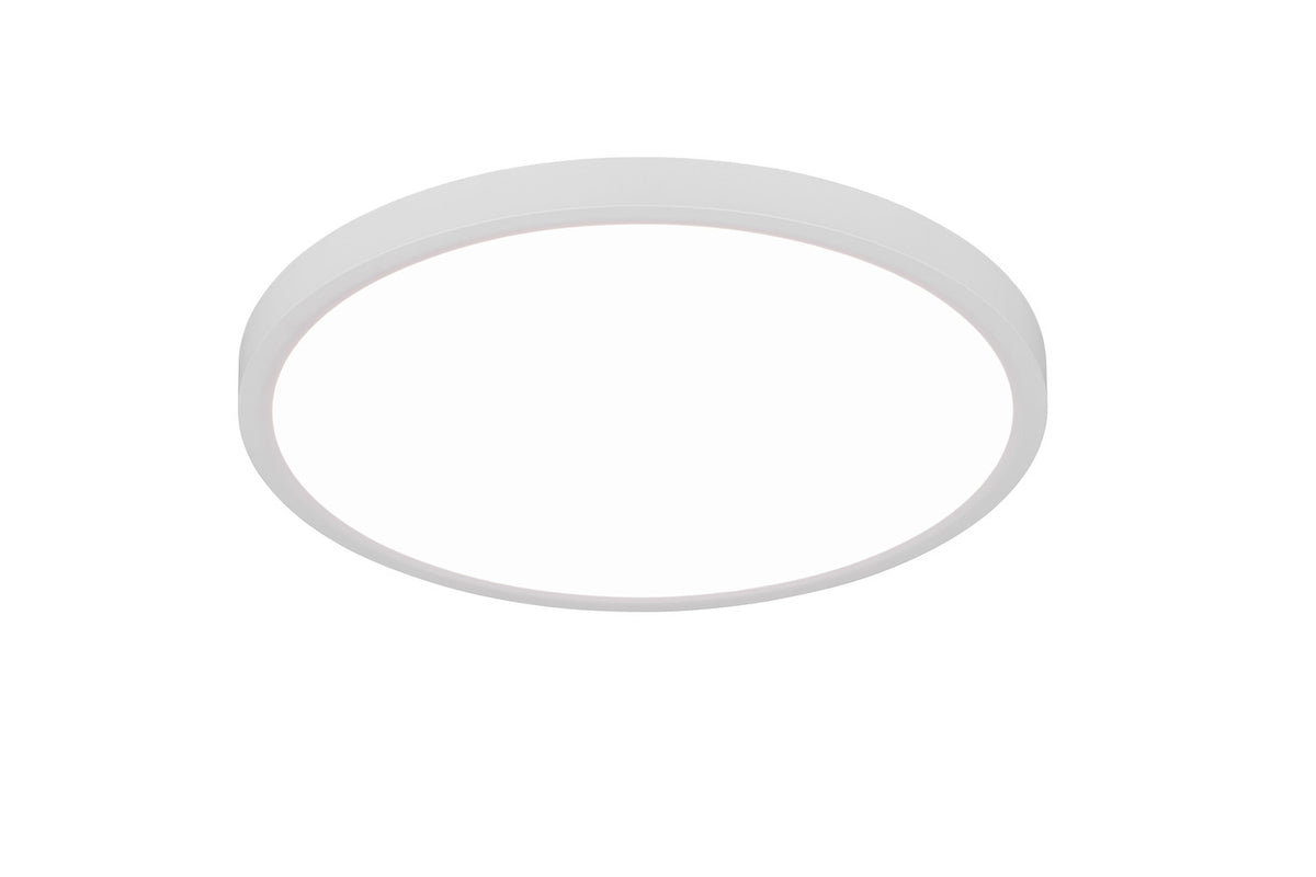 Cercle blanc mat photographié de dessous, sans diffuseur, structure seule visible