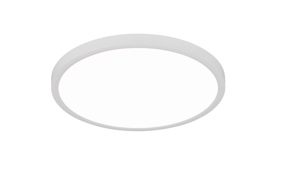 Cercle blanc mat photographié de dessous, sans diffuseur, structure seule visible