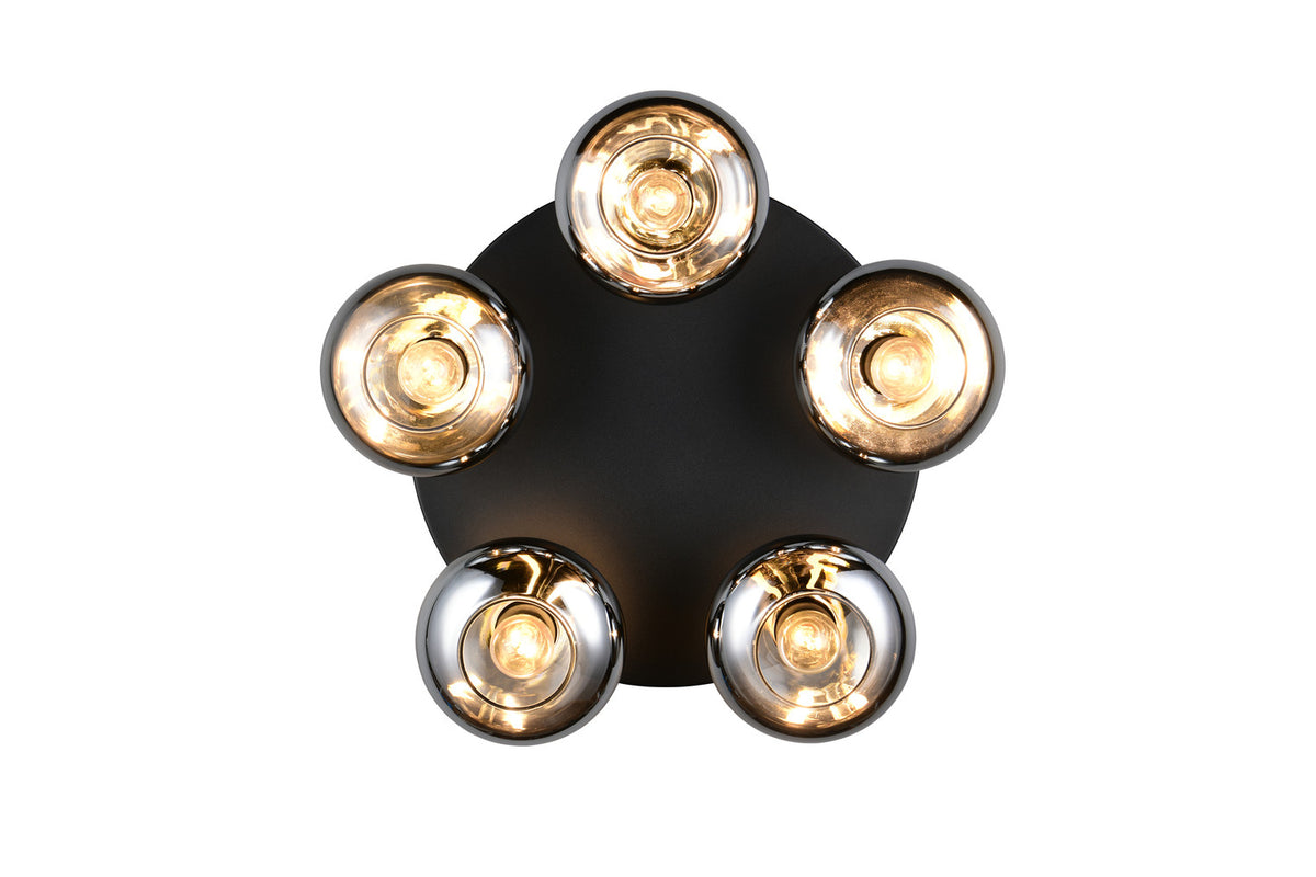 Plafonnier Divina 5 lumières fumé, verre