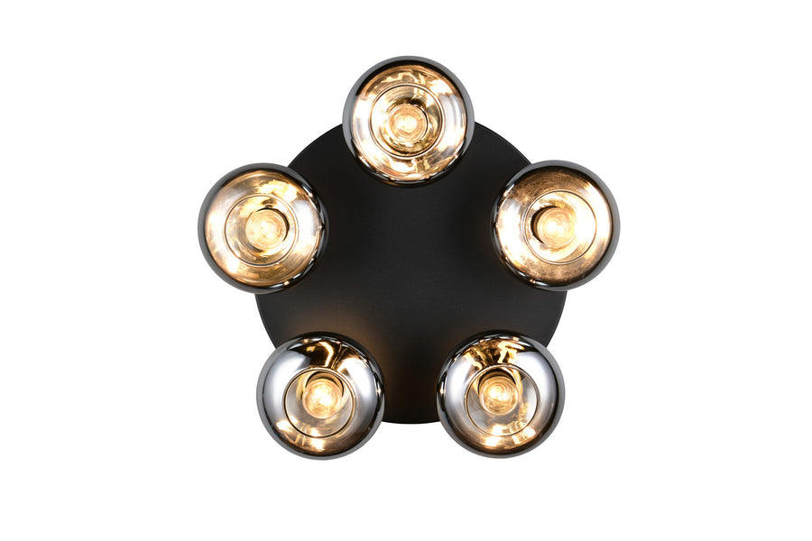 Plafonnier Divina 5 lumières fumé, verre