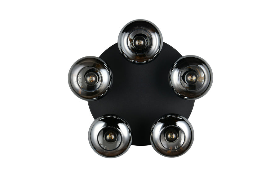Plafonnier Divina 5 lumières fumé, verre