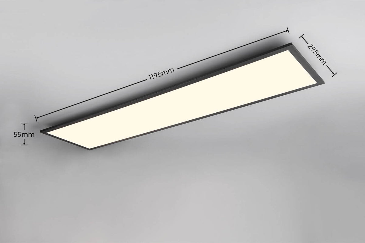 Plafonnier Beta noir mat, L 119,5 cm