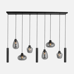 Black smoked glass globe chandelier, 9 lights dimmable Ø 140 cm | Reflexion