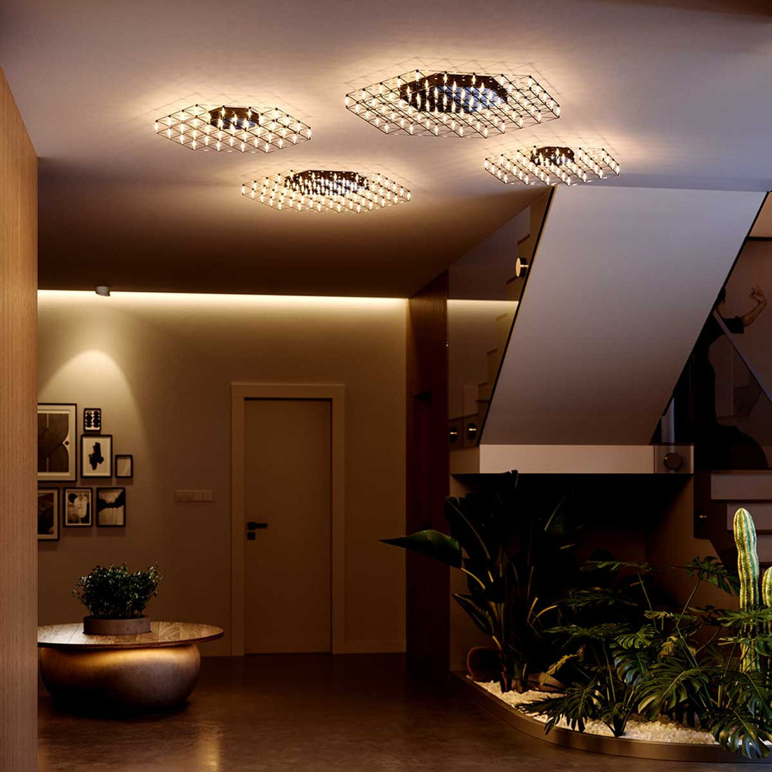 Applique et plafonnier LED Atom carrée à effet lumineux