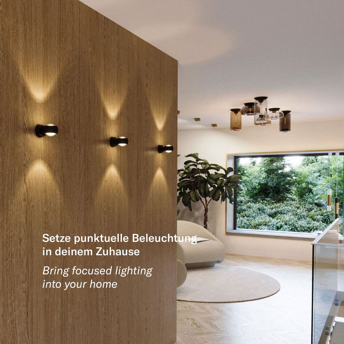 Appliques fixées sur claustra en bois, ambiance chaleureuse dans un salon