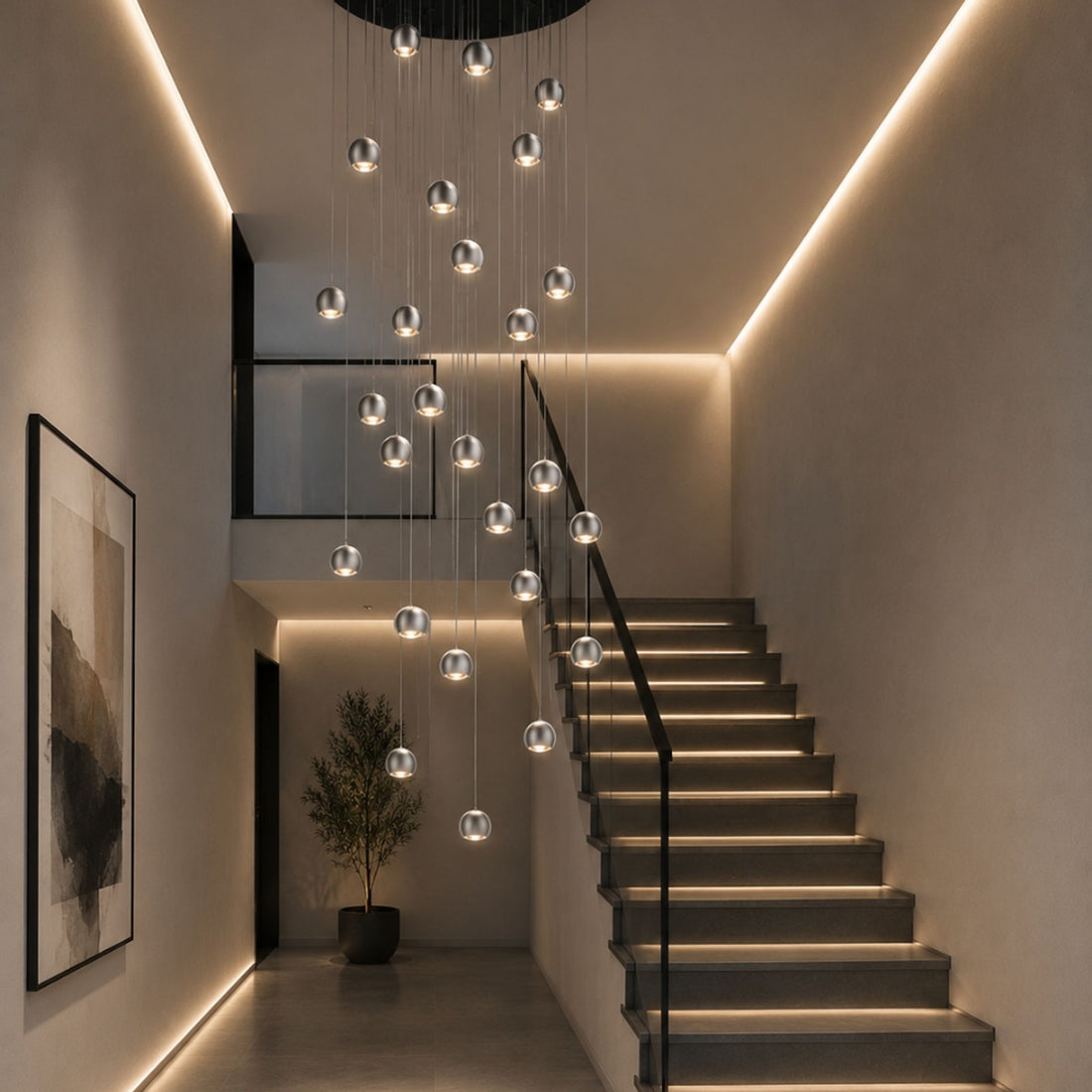 Suspension grande hauteur LED Beam XL 16 ou 24 lumières