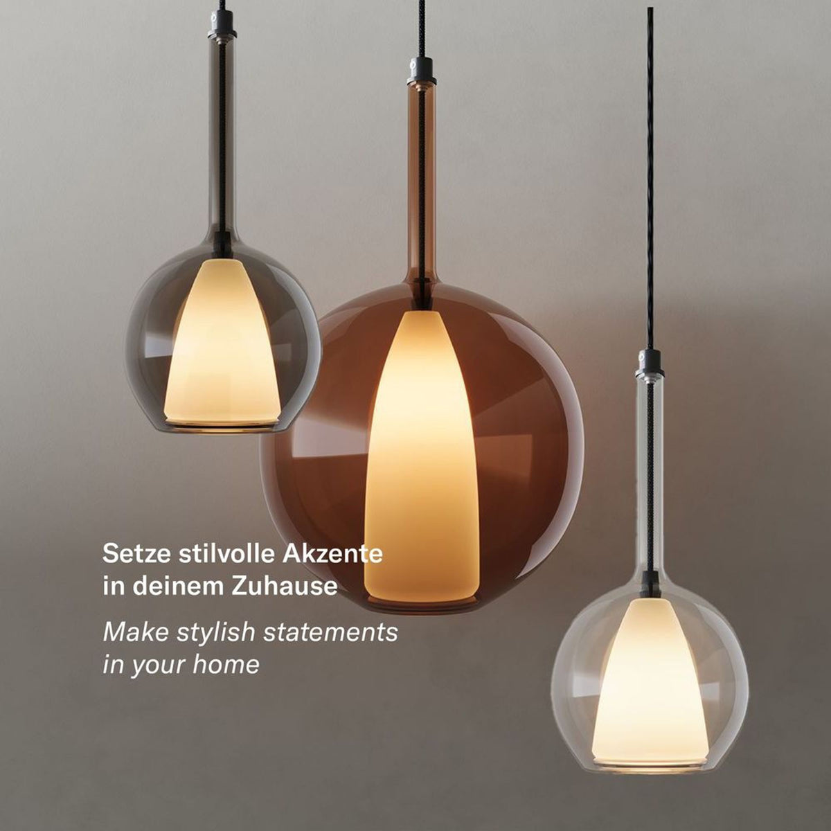 Suspension grande hauteur Belluna 3 lumières, rosace Ø 40 cm