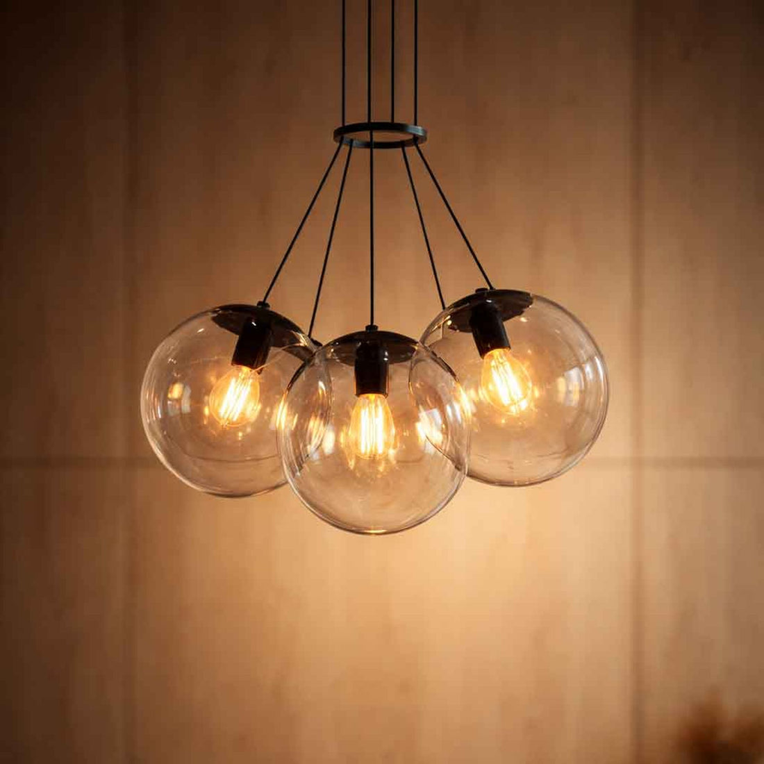 Suspension grappe grande hauteur Orb 3 lumières