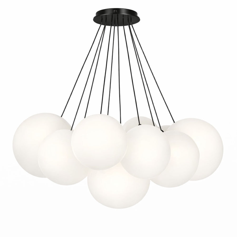 Suspension grappe Orb 13 lumières, verres Ø 20 cm