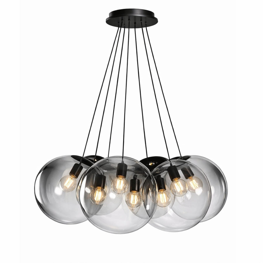 Suspension grappe Orb 7 lumières, verres Ø 30 cm
