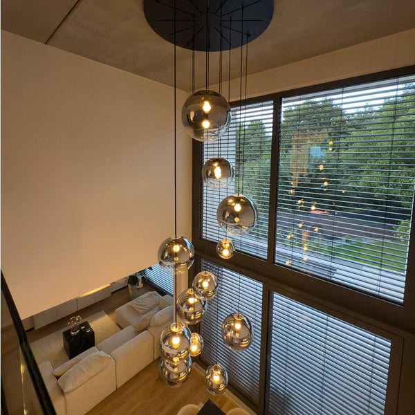 Suspension grande hauteur Orb 12 lumières