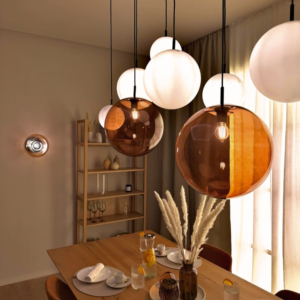 Suspension Orb globe en verre, câble 1,5 m, monture noire