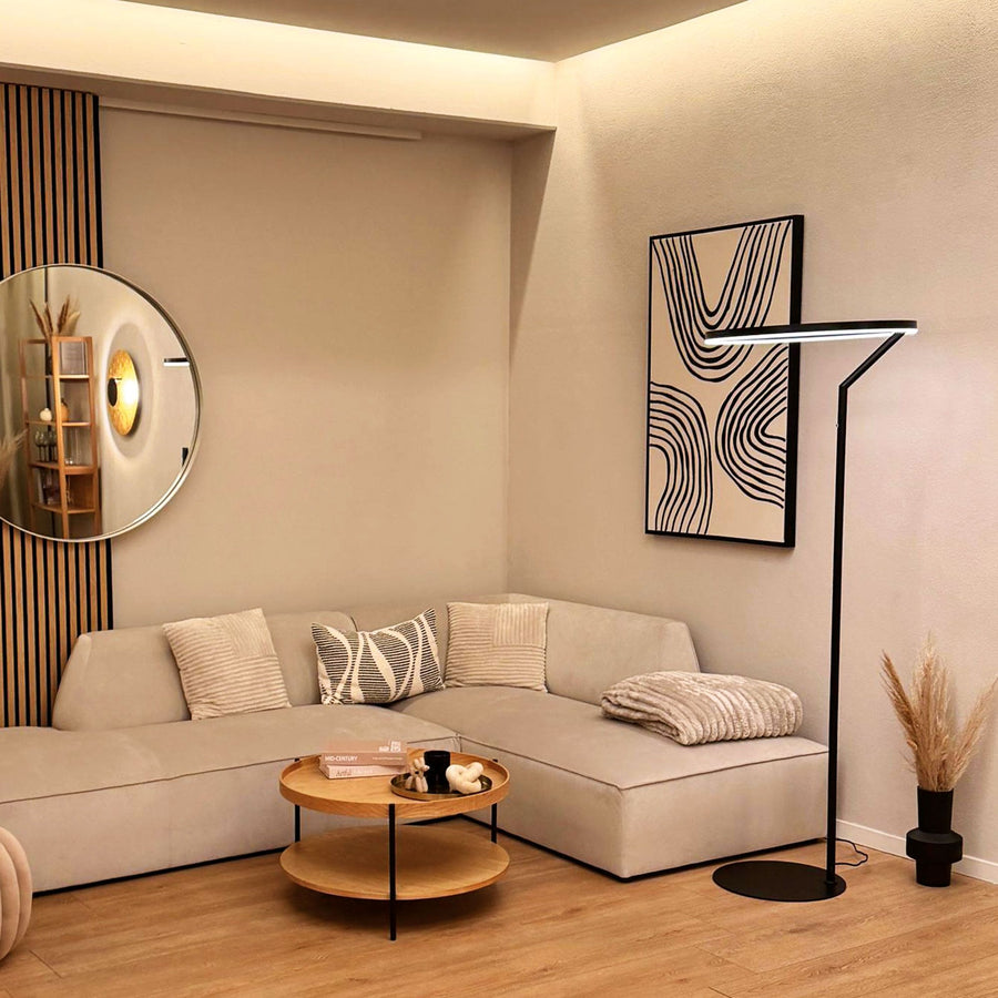 Lampadaire LED Ring, Ø 60 cm, variateur tactile