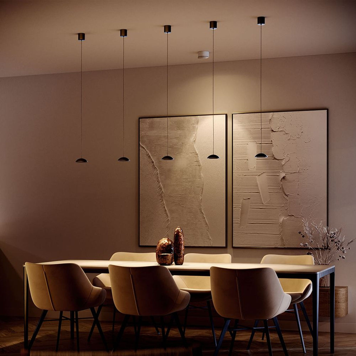 Suspension de table LED Santa Air 5 lumières, longueur 160 cm