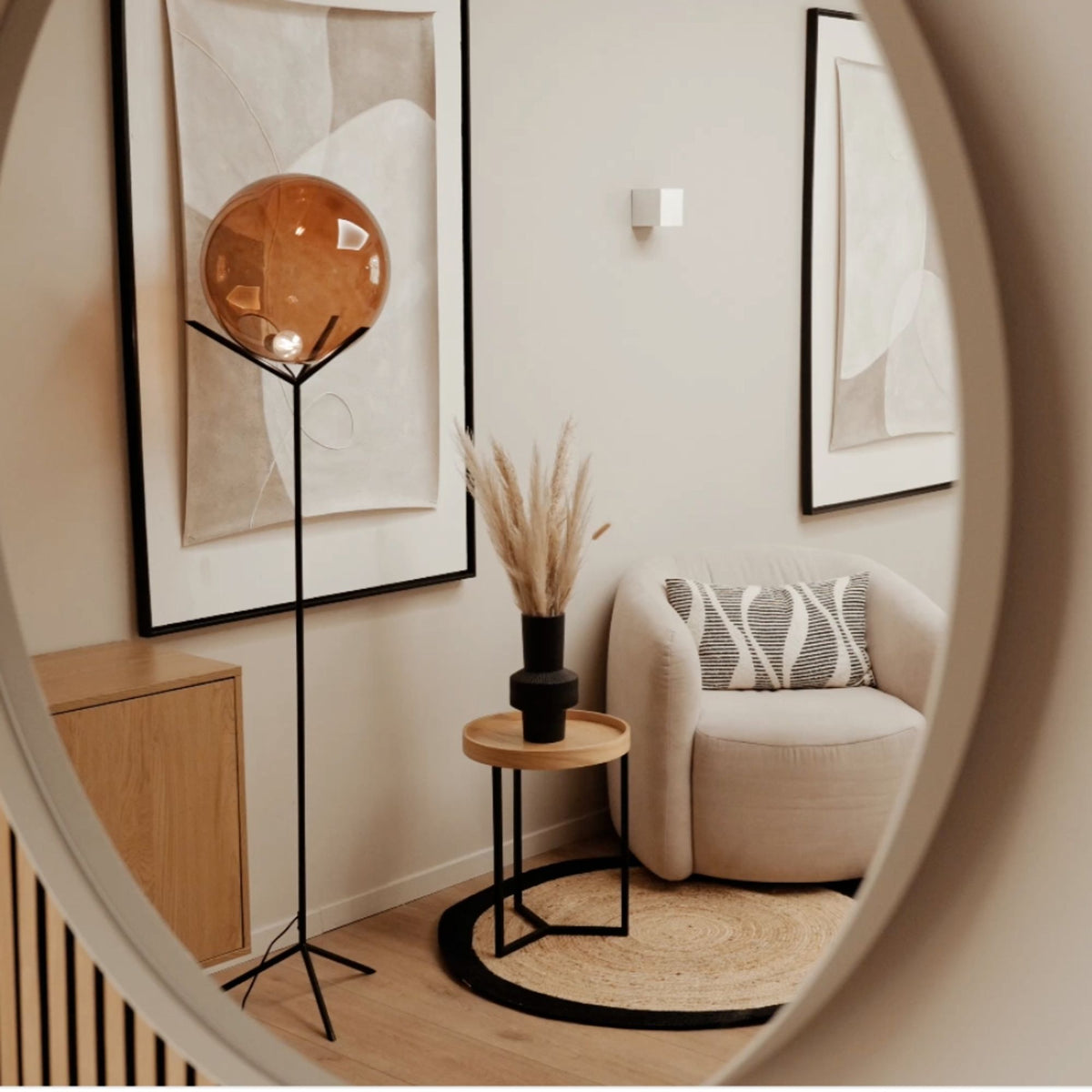 Lampadaire Orb Poseidon globe en verre, H 175 cm
