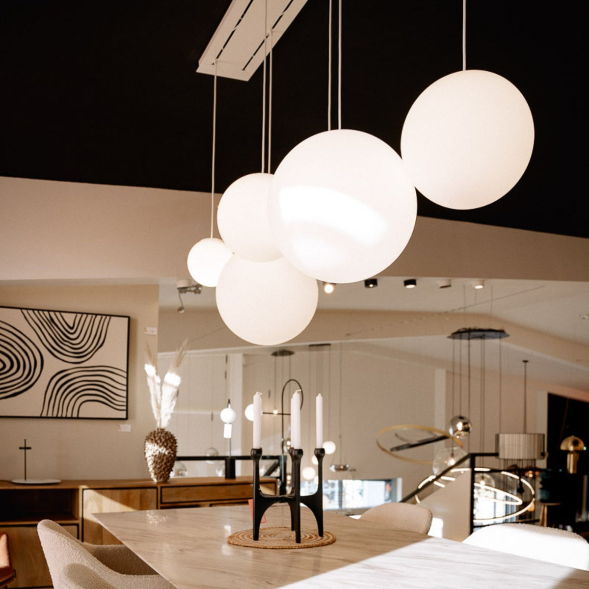 Suspension Orb globe en verre, câble 1,5 m, monture blanche