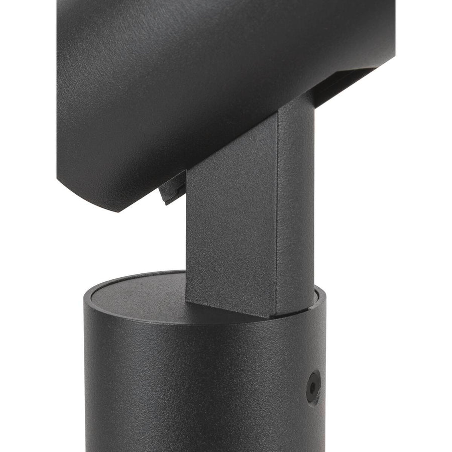 Détail du raccord articulé entre le fût cylindrique et la tête spot noire.