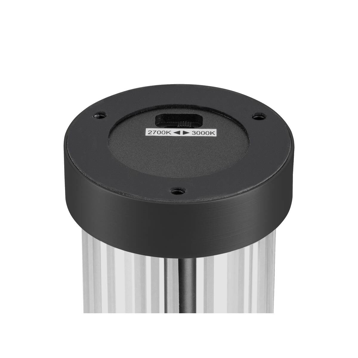 Détail du dessus sombre avec sélecteur de température de couleur 2700K/3000K.