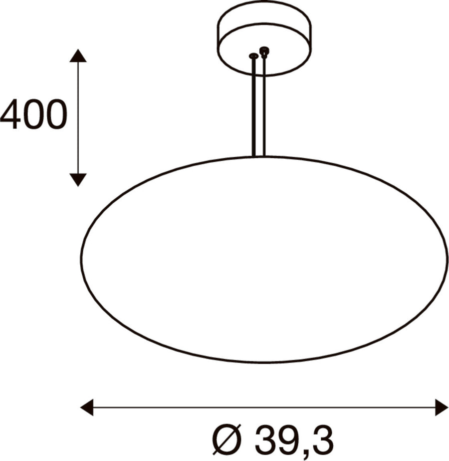 Schéma de dimensions indiquant 400 mm de hauteur et Ø 39,3 cm.
