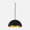 Black and gold pendant light, Ø 50 cm dome with adjustable chain, dining room | Solae